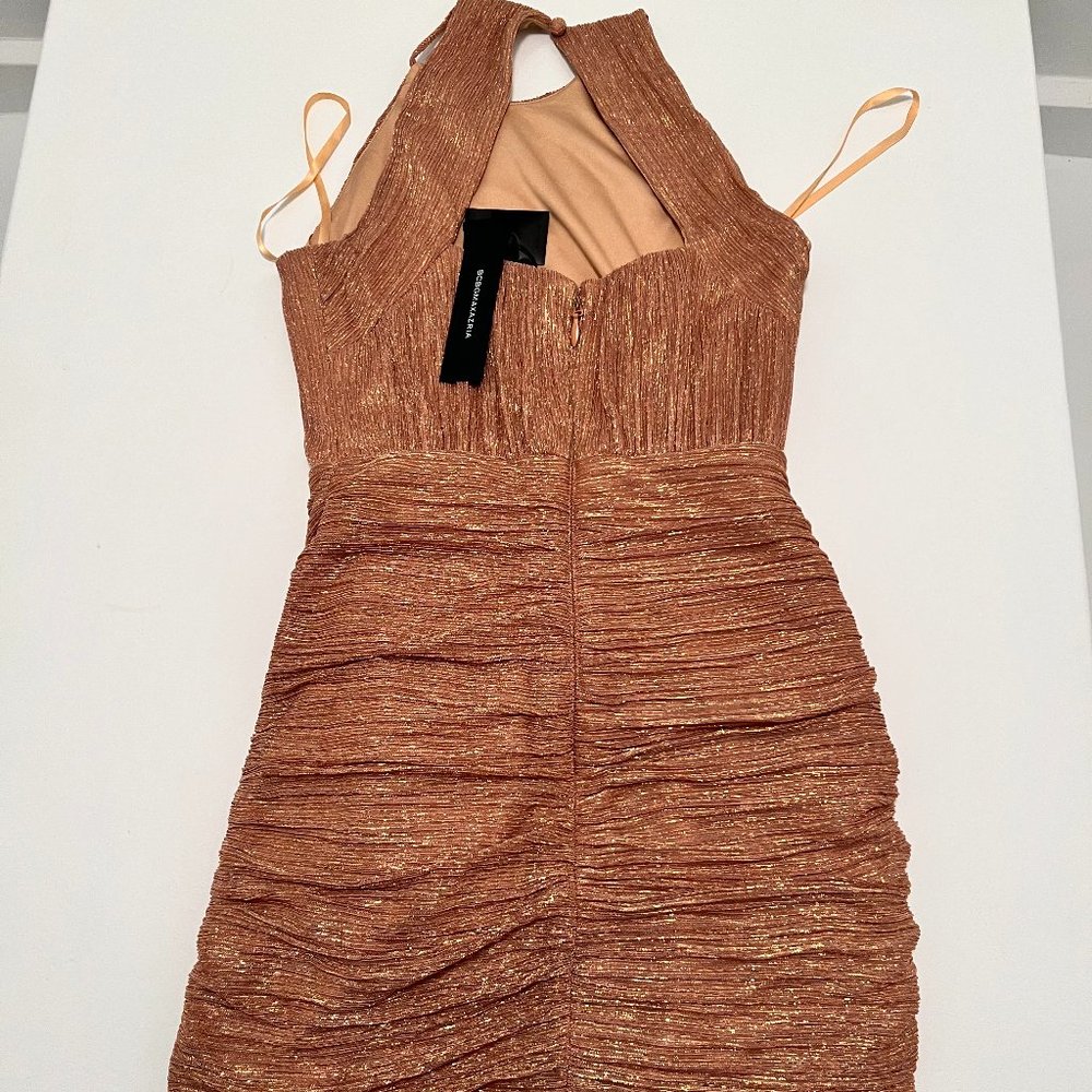 BCBGMaxAzria- Gabrielle Shimmer Mini Dress, Metallic Sienna, (XS)